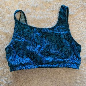 Motionwear blue & black dance bra top size medium